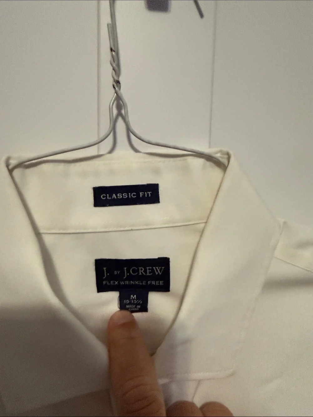 J. Crew Men's White Dress Shirt - Point Collar - Size M 15-15.5
